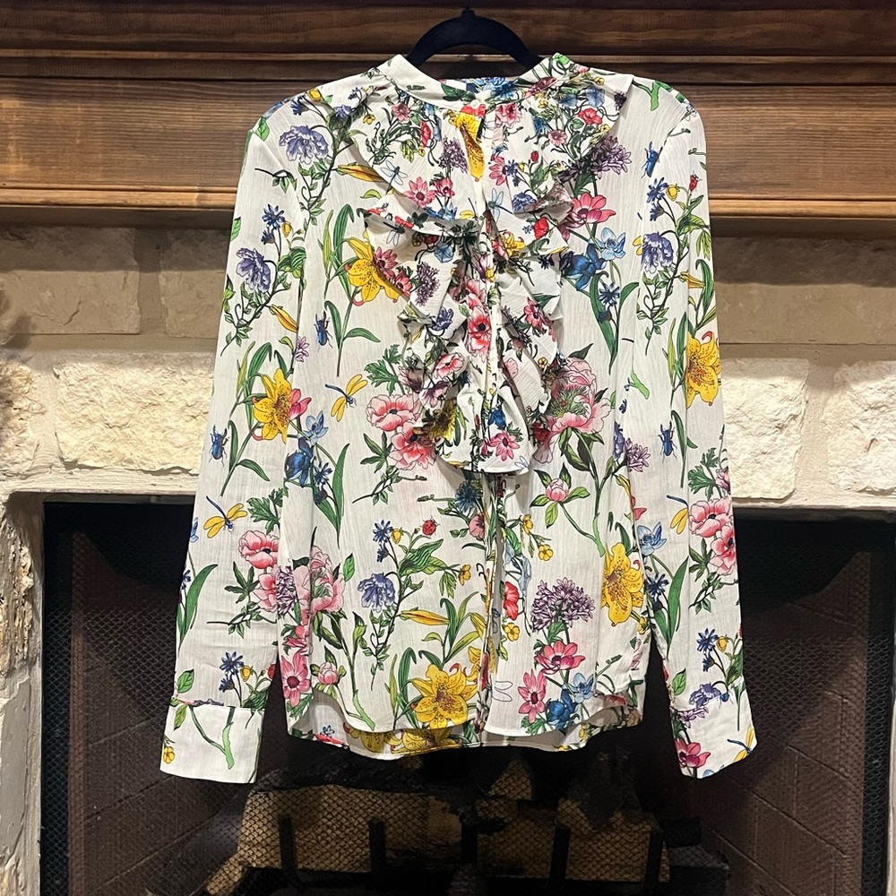 H & M Long sleeve Sheer Floral Blouse